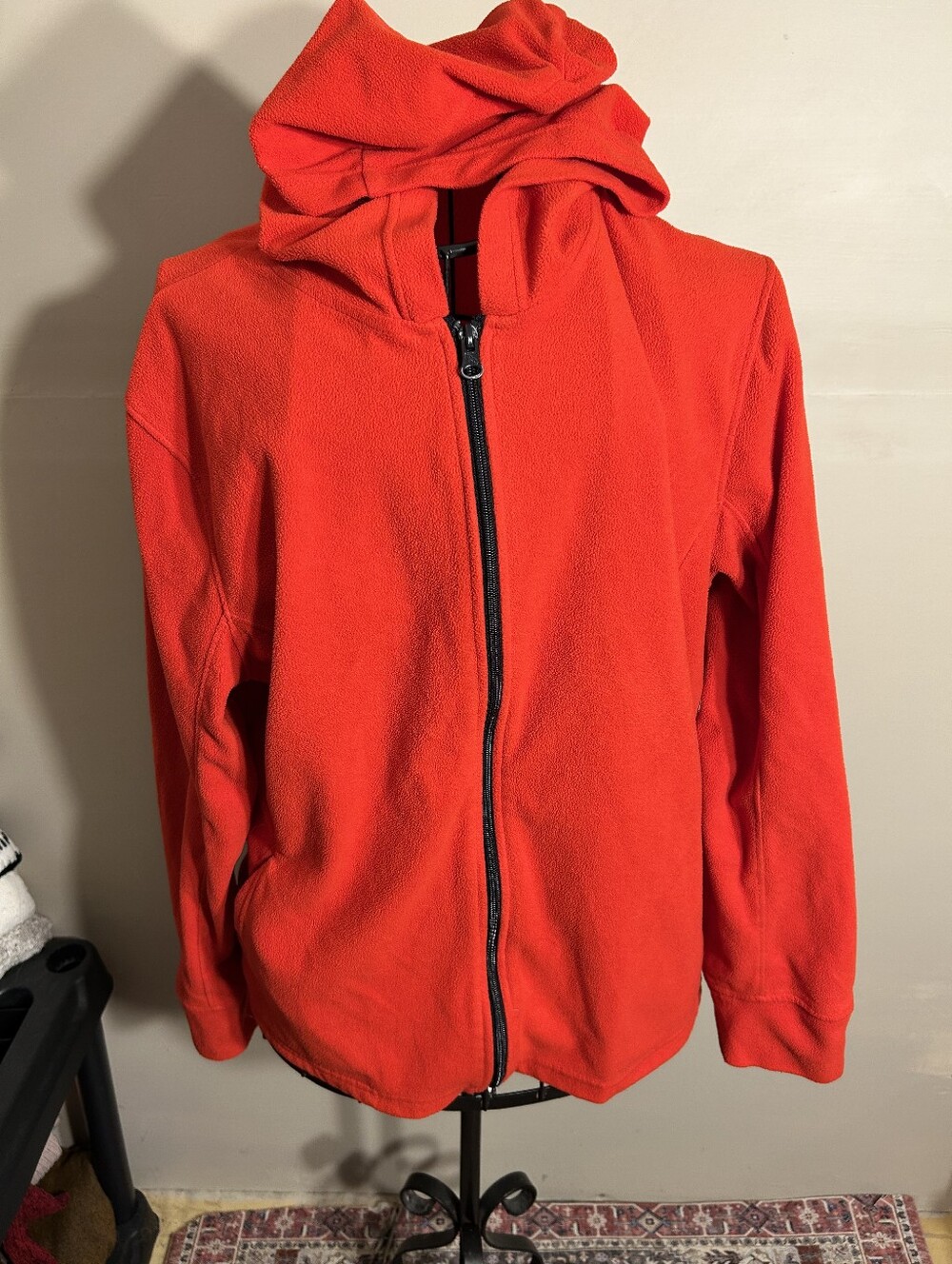 womens size medium red sweatshirt coat fleece jacket hoodie